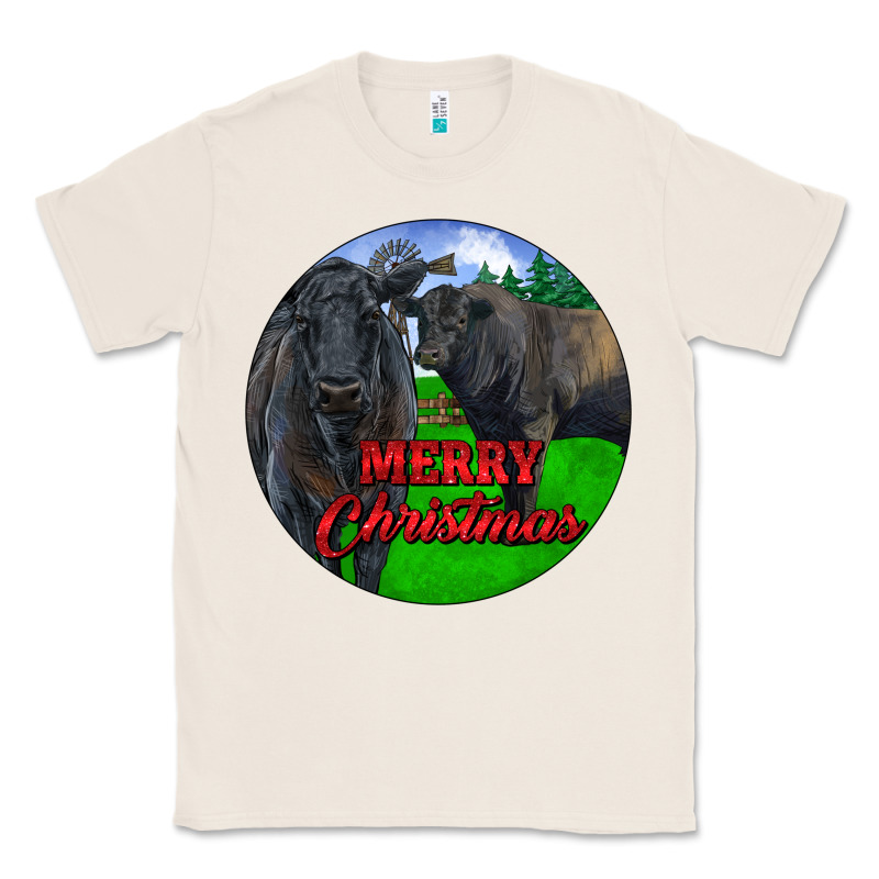 Black Angus Cattle And Bull Merry Christmas Classic Tee by RanaPortraitStore | Teevron