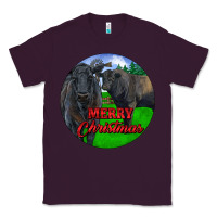 Plum Black Angus Cattle and Bull Merry Christmas Classic Tee - RanaPortraitStore