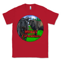 Red Black Angus Cattle and Bull Merry Christmas Classic Tee - RanaPortraitStore