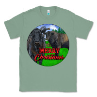Sage Black Angus Cattle and Bull Merry Christmas Classic Tee - RanaPortraitStore