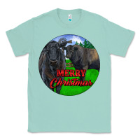 Seafoam Black Angus Cattle and Bull Merry Christmas Classic Tee - RanaPortraitStore