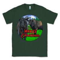Sports Green Black Angus Cattle and Bull Merry Christmas Classic Tee - RanaPortraitStore