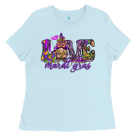 Baby Blue Love Mardi Gras with gnome Ladies Tee - HowdyJamesFarm