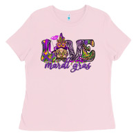 Bubblegum Pink Love Mardi Gras with gnome Ladies Tee - HowdyJamesFarm