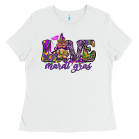 White Love Mardi Gras with gnome Ladies Tee - HowdyJamesFarm