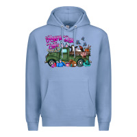 Colony Blue happy easter day truck Premium Hoodie - CowhideDigitalArt