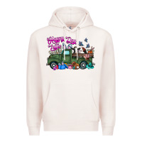 Pale Pink happy easter day truck Premium Hoodie - CowhideDigitalArt
