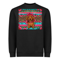 Black dachshund puppy floral Heavyweight Sweatshirt - Artiststas