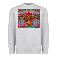 Heather Grey dachshund puppy floral Heavyweight Sweatshirt - Artiststas