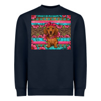 Navy dachshund puppy floral Heavyweight Sweatshirt - Artiststas