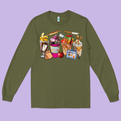Lunch Lady Coffee Cups Long Sleeve Tee Designed By Fadigitalartstudio