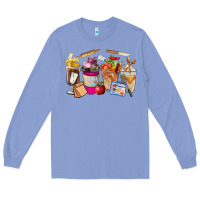 Colony Blue Lunch Lady Coffee Cups Long Sleeve Tee - FaDigitalArtStudio