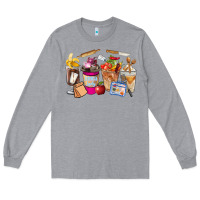 Heather Grey Lunch Lady Coffee Cups Long Sleeve Tee - FaDigitalArtStudio