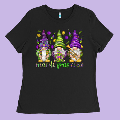 Mardi Gras Crew With Gnomies Ladies Tee Designed By Howdyjamesfarm