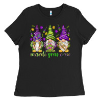 Black Mardi Gras crew with gnomies Ladies Tee - HowdyJamesFarm
