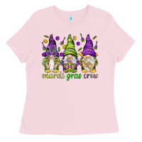 Bubblegum Pink Mardi Gras crew with gnomies Ladies Tee - HowdyJamesFarm