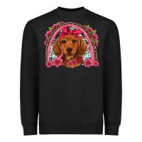 Black dachshund puppy floral rainbow Heavyweight Sweatshirt - Artiststas