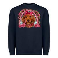 Navy dachshund puppy floral rainbow Heavyweight Sweatshirt - Artiststas