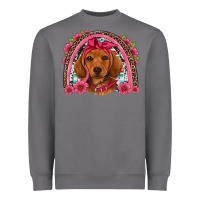 Dachshund Puppy Floral Rainbow Heavyweight Sweatshirt | Teevron