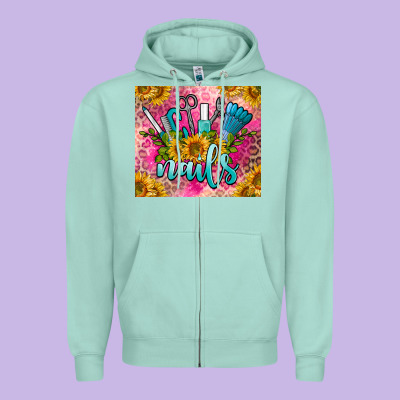 Nails Zipper Hoodie Designed By Barkaloodesign