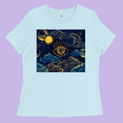 Evil Eye Moon Ladies Tee Designed By Tumblerdesignbyshophia