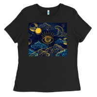 Black evil eye moon Ladies Tee - TumblerDesignByShophia