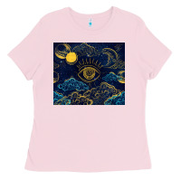 Bubblegum Pink evil eye moon Ladies Tee - TumblerDesignByShophia