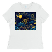 White evil eye moon Ladies Tee - TumblerDesignByShophia