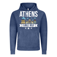 Vintage Denim Athens Greece City Trip Skyline Map Travel Vintage Hoodie - maiPhamDesign