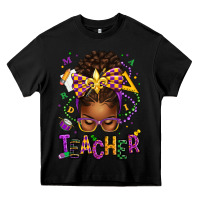 Black mardi gras teacher afro messy bun Heavy Core Tee - texasbilliewilder