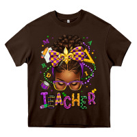 Chocolate Brown mardi gras teacher afro messy bun Heavy Core Tee - texasbilliewilder
