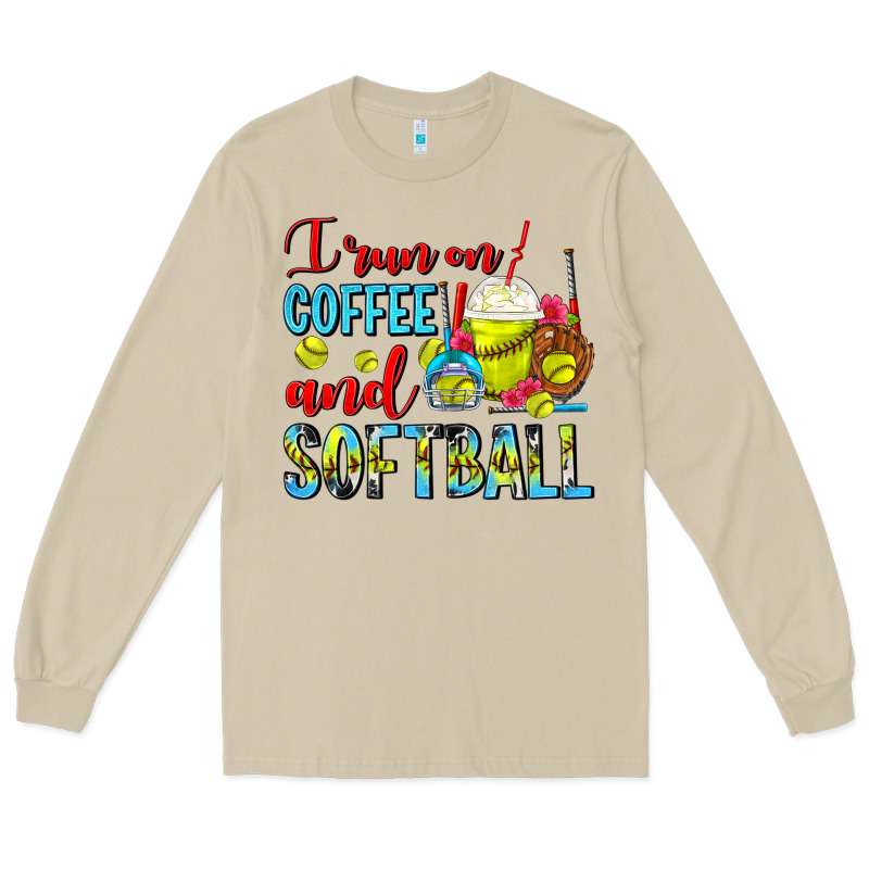 I Run On Coffee And Softball Frappe Long Sleeve Tee by FaDigitalArtStudio | Teevron