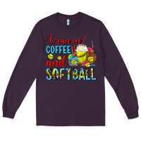 Plum I Run On Coffee And Softball Frappe Long Sleeve Tee - FaDigitalArtStudio