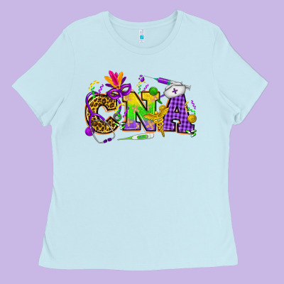 Mardi Gras Cna Nurse Ladies Tee Designed By Howdyjamesfarm