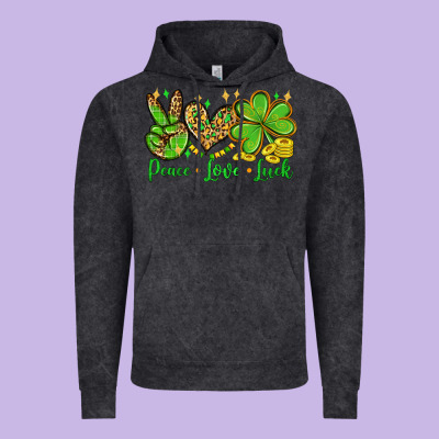 St. Patrick's Day Peace Love Luck Vintage Hoodie Designed By Oliviacreatesart