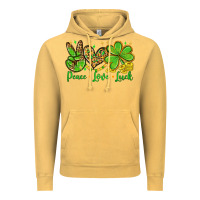 Vintage Mustard St. Patrick's Day Peace love luck Vintage Hoodie - OliviaCreatesArt
