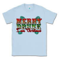 Dusty Blue Merry Drink I Am Christmas Classic Tee - Artiststas