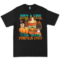 Black Just a girl who loves pumpkin spice Premium Tee - NancyCooperArtShop