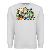 Dove Grey eat drınk and be scary Premium Sweatshirt - AdoDesignShop