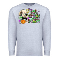 Heather Grey eat drınk and be scary Premium Sweatshirt - AdoDesignShop