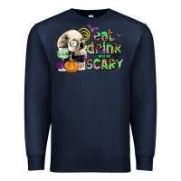 Navy eat drınk and be scary Premium Sweatshirt - AdoDesignShop
