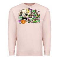 Pale Pink eat drınk and be scary Premium Sweatshirt - AdoDesignShop