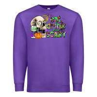 Purple eat drınk and be scary Premium Sweatshirt - AdoDesignShop