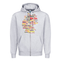 Heather Grey germany map silhouette towns cities flag berlin travel t shirt Zipper Hoodie - maiPhamDesign