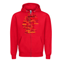 Red germany map silhouette towns cities flag berlin travel t shirt Zipper Hoodie - maiPhamDesign