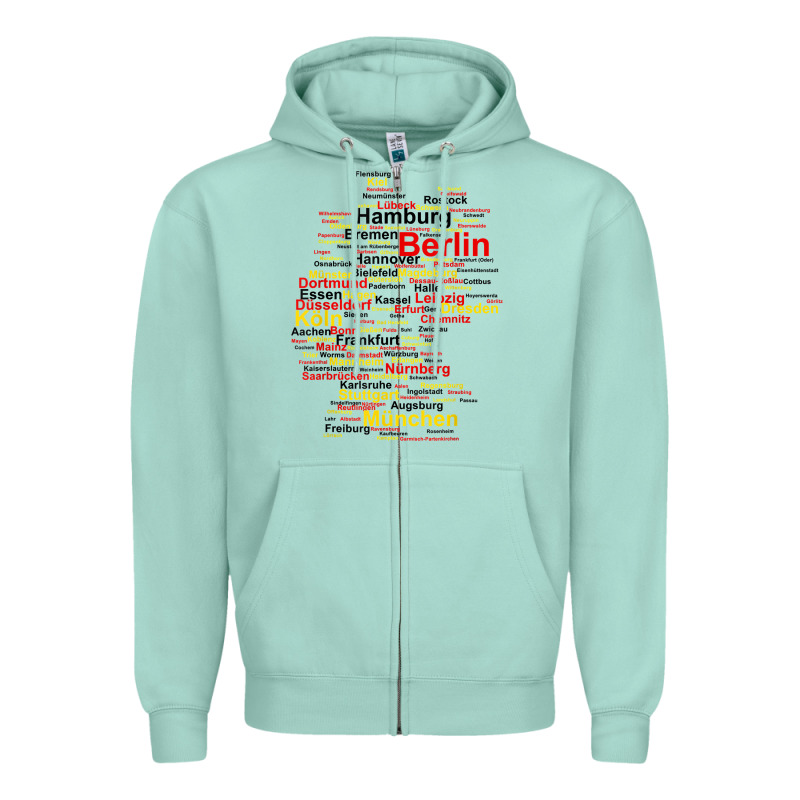 Germany Map Silhouette Towns Cities Flag Berlin Travel T Shirt Zipper Hoodie by maiPhamDesign | Teevron