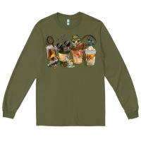 Army Green Fishing Coffee Cups Long Sleeve Tee - FaDigitalArtStudio