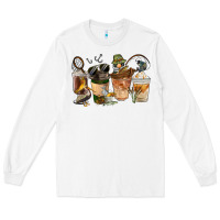 White Fishing Coffee Cups Long Sleeve Tee - FaDigitalArtStudio