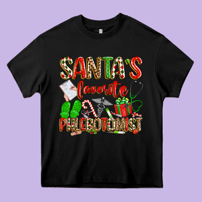 Santa's Favorite Phlebotomist Heavy Core Tee Designed By Texasbilliewilder