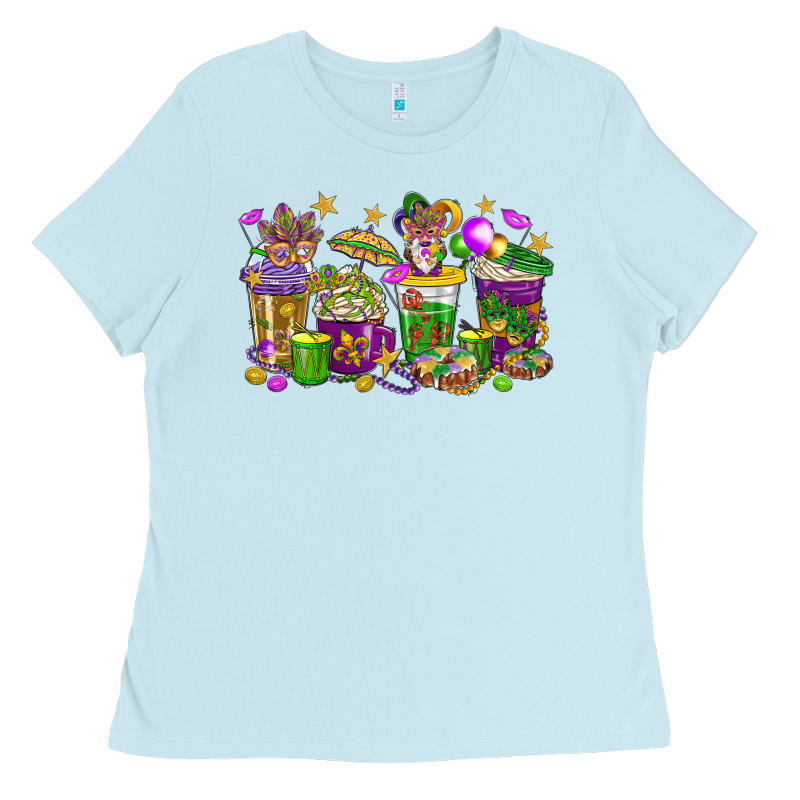 Mardi Gras Coffee Cups Ladies Tee by HowdyJamesFarm | Teevron
